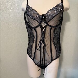 Chic Black Lace Sheer Lingerie Teddy